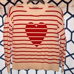 LOFT Red and White Striped Sweater